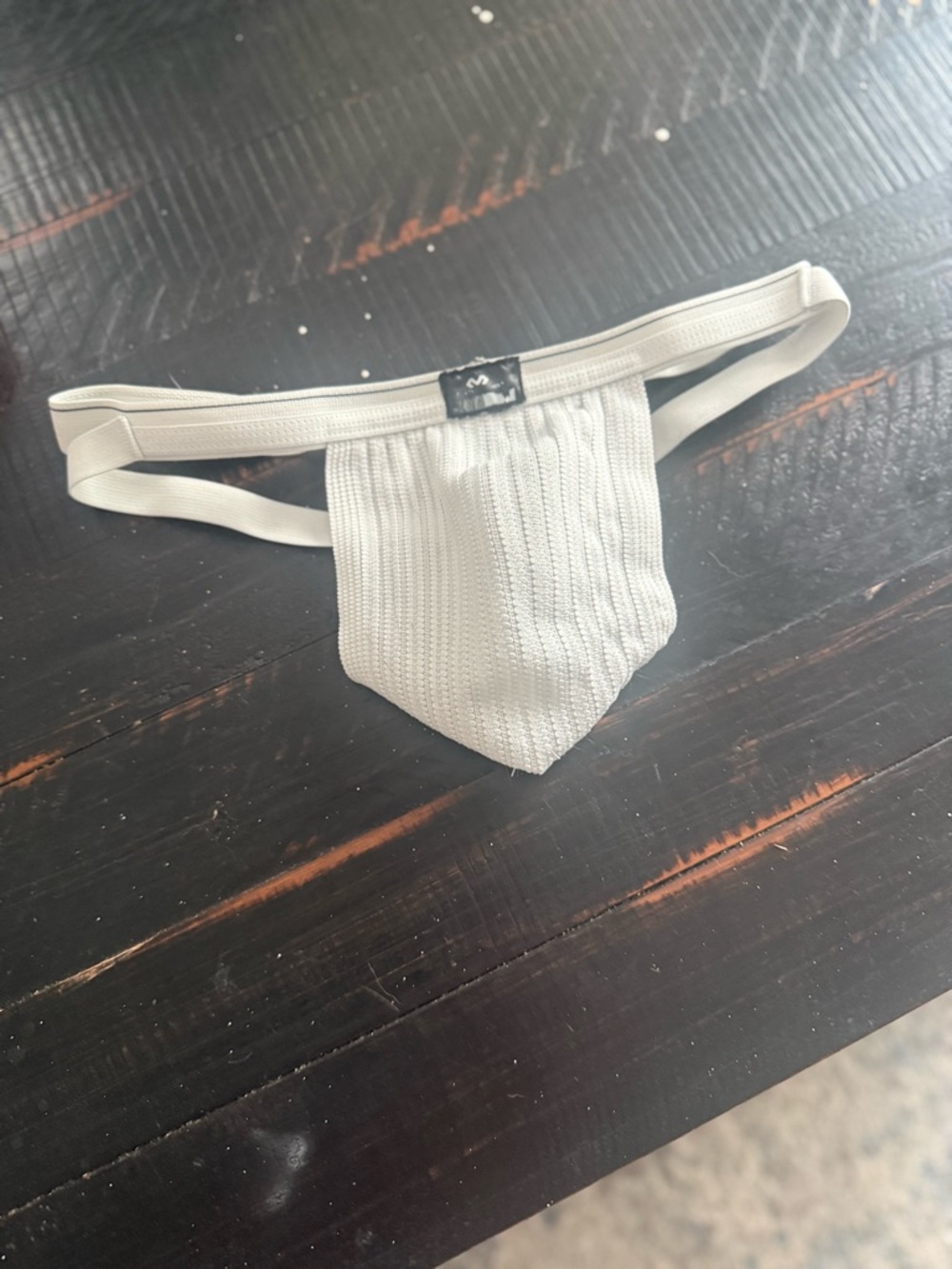 Men's White Supportive Knit Pouch Jockstrap